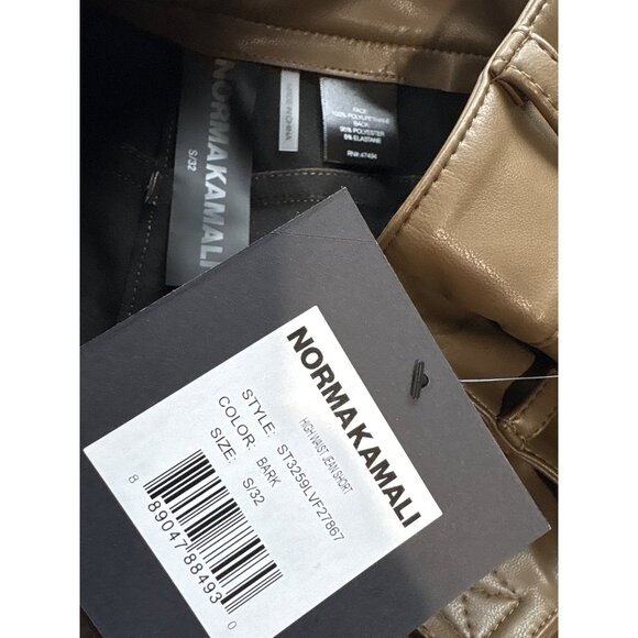 Norma Kamali High Waist Jean Short in Bark Small New Womens Vegan Faux Leather - Picture 9 of 16